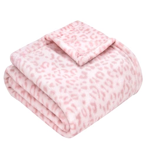 Yurhap Leopard Print Baby Blanket Fleece Baby Blankets for Girls, Ultra Soft Cozy Fluffy Infant Toddler Newborn Receiving Blankets for Crib Stroller, 30"x40", Light Pink