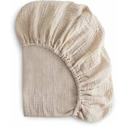 mushie Extra Soft Muslin Fitted Crib Sheet | 192 Thread Count | 28"x 52" (Fog)