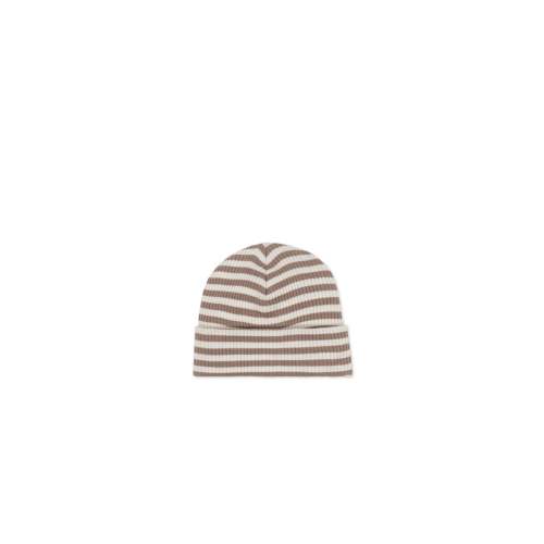 Organic Cotton Modal Lennon Beanie - Narrow Stripe Tweed/Cloud