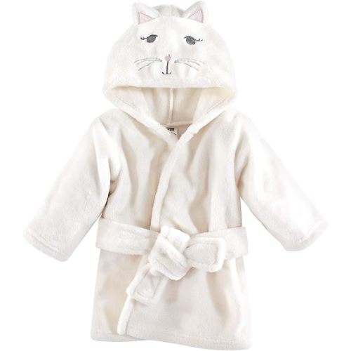 Hudson Baby Unisex Baby Plush Animal Face Bathrobe, Pink Floral, 0-9 Months