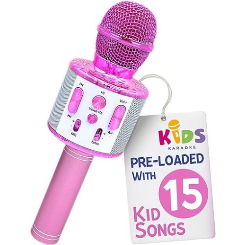 Move2Play, Kids Karaoke Microphone | Includes Bluetooth & 15 Pre-Loaded Nursery Rhymes | Birthday Gift for Girls, Boys & Toddlers | Girls Toy Ages 2, 3, 4-5, 6+ Years Old