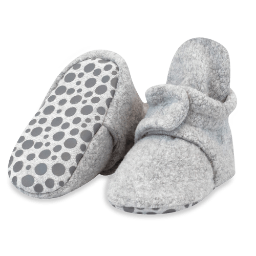Zutano Cozie Fleece Stay-On Baby Bootie Slipper - Heather Gray