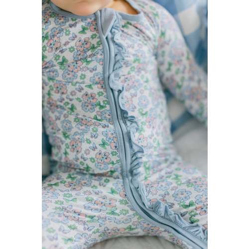 Pink and Blue Floral Bamboo Romper I Poppy Kids Co 0-3