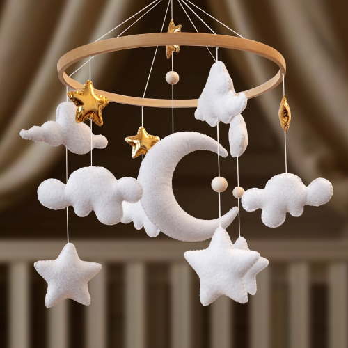 TINITIGIES Starry Night Mobile for Crib – Star and Moon Sky Theme Nursery Decor – Ideal Gift for Baby Nursery