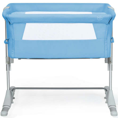 COSTWAY Travel Portable Baby Bed Side Sleeper  Bassinet Crib With Carrying Bag-Blue