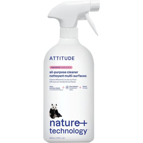 ATTITUDE All Purpose Cleaner, EWG Verified Multi-Surface Products, Vegan, Naturally Derived Multipurpose Cleaning Spray, Unscented, 27.1 Fl Oz