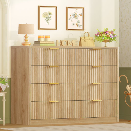 Ebern Designs Fluted Drawer Dresser For Bedroom, Modern Chest Of Drawers, Wood Closet Clothes Organizer For Bedroom, Hallway, Natural & Reviews | Wayfair
