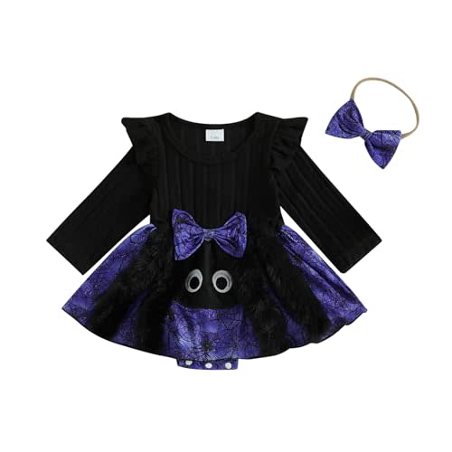 Halloween Baby Clothes Infant Girl Bat Tulle Tutu Romper Dress Toddler Long Sleeve Dresses Fall Winter Clothes