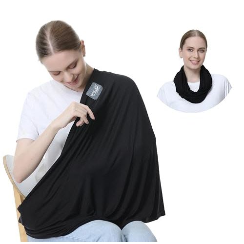 NeoTech Care Baby Nursing Cover Breastfeeding Scarf | Soft Fabric (Black)