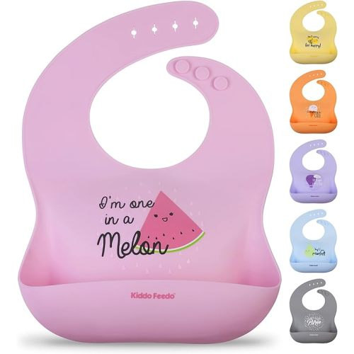 Silicone Bib for Babies and Toddlers, Waterproof, Soft, Adjustable and Non Messy, Designed in Sweden - Pink