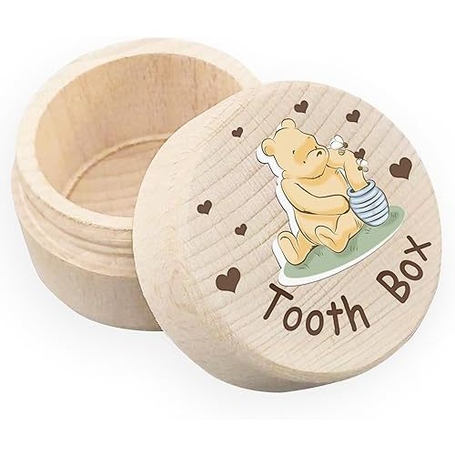 Winnie Baby Nursery Stuff-Baby Tooth Box-Tooth Keepsake Box-Tooth Fairy Box for Girls and Boys Wooden Cute Tooth Box-Lost Teeth Storage for Kids, Dropped Tooth Keepsake Storage Box,Blue