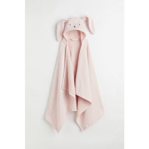 Hooded Bath Towel, Light pink/rabbit