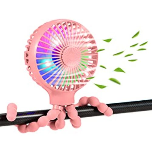 scurry Upgraded Stroller Fan Mini Battery Operated Fan Small USB Rechargable Desk Fan Baby Portable Fan Flexible Tripod Clip On Fan with 3 Speeds Baby Personal Fan for Car Seat Crib Treadmill (Pink)