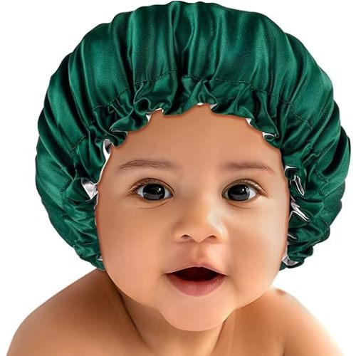 Baby Bonnet for 6-36 Months Sleeping: Reversible Smooth Satin for No Mess Toddler's Curly Hair, Adjustable Band No Slip