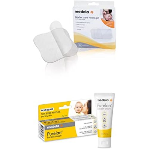 Medela Nipple Rescue Kit | Soothing Hydrogel Pads & Nipple Cream for Breastfeeding, includes 4 Ct Reusable Gel Pads & Purelan Lanolin, Relief for Sore Nipples from Pumping/Nursing