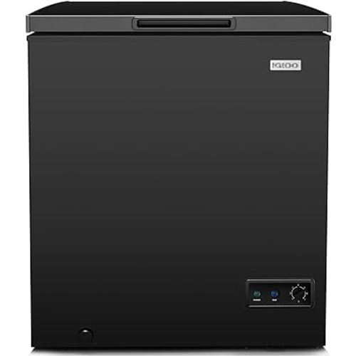 Igloo 5.0 Cu. Ft. Chest Freezer With Removable Basket, Free-Standing Door Temperature Ranges From-10° to 10° F, Front Defrost Water Drain, Perfect for Homes, Garages, Basements, RVs, Black