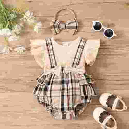 PatPat Baby Girl Clothes Ruffle-sleeve Romper & Headband Set, Sizes 0-3 Months