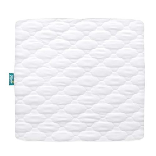 Playard Mattress Cover -for Square Play Yard, Perfect for New Room2 / TotBloc Portable Playard, Waterproof, Ultra Soft, Fitted Playpen Mattress Cover, White