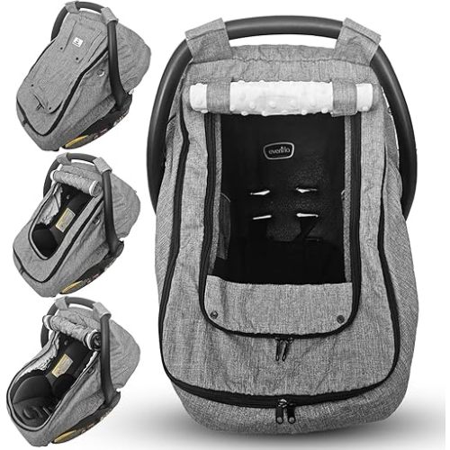 Waterproof Baby Car Seat Cover | Windproof Carseat Cover for Babies | Infant Car Seat Canopy for Boys and Girls | Gray