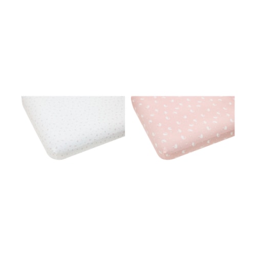 2 Pack Flannelette Cotton Fitted Cot Sheets, Swan and Floral - Anko