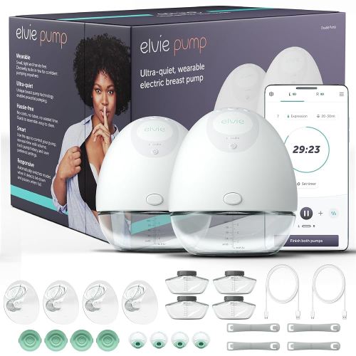 Elvie - Double, Wearable Breast Pump w/App - The Smallest & Quietest - Portable - Hands Free & Discreet - Automated w/Four Personalized Settings - Includes 3 Sets of Breast Shields