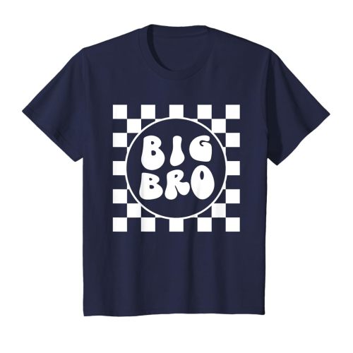 Kids Big Brother Shirt Boy Toddler Big Bro Announcement Checkered T-Shirt