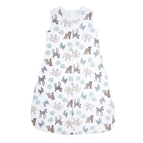 aden + anais Essentials Easy Sleeping Bag, 100% Cotton, Wearable Baby Blanket, Medium, 6-18 Months, Jungle Animals