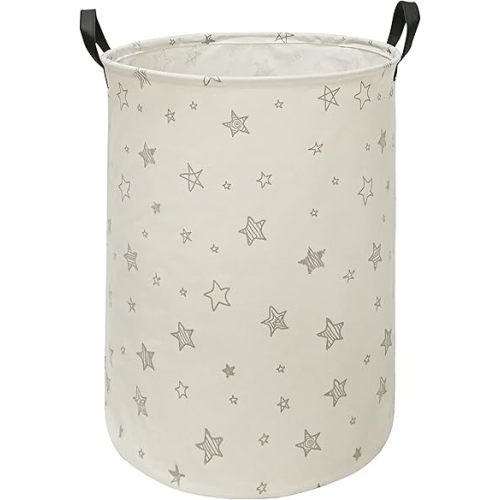 Gray Star Laundry Basket Cloth Hamper Multipurpose Storage Bin Canvas Material Water-proof Organization Basket for Toys Laundry Hamper (Gray star)