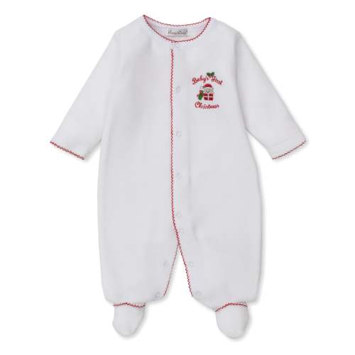 Baby's First Christmas 25 White Velour Footie