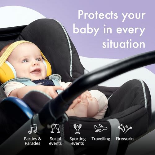 Alpine Muffy Baby Ear Protection for Babies and Toddlers up to 36 Months - CE & ANSI Certified - Noise Reduction Earmuffs - Comfortable Baby Headphones Against Hearing Damage & Improves Sleep - Yellow