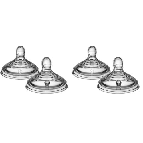 Tommee Tippee Natural Start Baby Bottle Nipples, Slow Flow, 0m+, Pack of 4 Soft Silicone Breast-Like Bottle Nipples for a Natural Latch with Anti-Colic Valve
