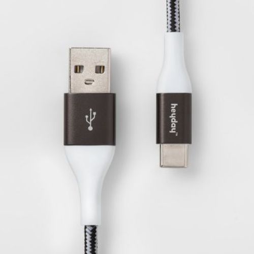 USB-C to USB-A Fast Charging Braided Cable - heyday™ Black/White