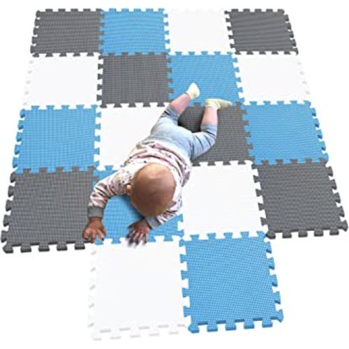 MQIAOHAM Foam Jigsaw Puzzle mat Floor Tiles Baby playmats Insulation for Large playmat Yoga Sports Puzzles mats Children Foam Play Protector Pads Fitness Equipment Gym White Blue Grey 101107112
