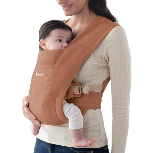 Ergobaby Embrace Cozy Newborn Baby Wrap Carrier (7-25 Pounds), Ponte Knit, Canyon Clay