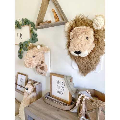 Plush Lion and Giraffe Wall Mounts: Safari Nursery Decor
