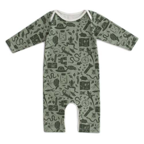 Long-Sleeve Romper - Nature Explorer Sage & Forest Green