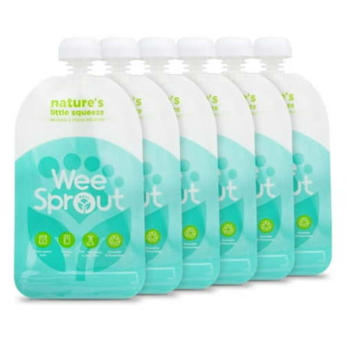 WeeSprout Double Zipper Reusable Food Pouches for Babies & Toddlers, Blue, 5 fl oz