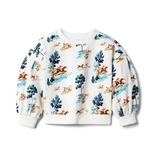 Horse Toile French Terry Sweatshirt