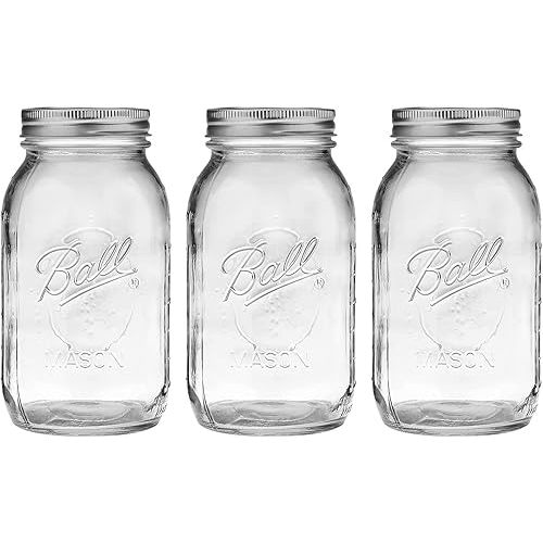 Ball Mason Jar-32 oz. Clear Glass Wide Mouth - Set of 3
