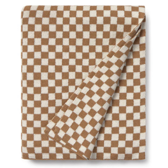 knitted crib blanket tiles / toffee – willaby