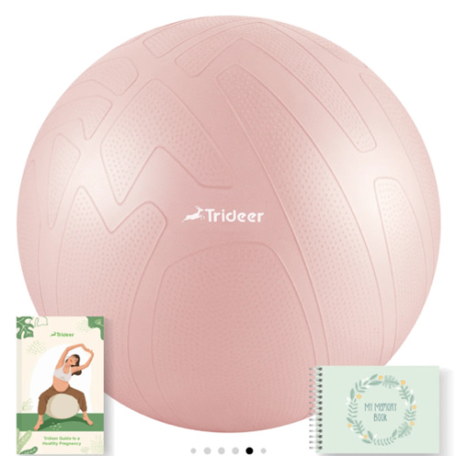 Trideer Pregnancy Ball Birthing Ball, 1.7mm Extra Thick Yoga Ball for Maternity, Labor Birth, Exercise, Physio, Recovery Guide & Baby Memory Book Included, 440LB Anti-Burst & Non-Slip Stability Ball