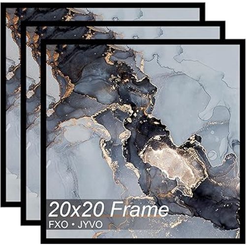 20x20 Frame Set of 3, Black Picture Frame for 20 x 20 Square Picture Poster Photo, Light Weight and High Transparent 20 by 20 Frame for Wall - 3 Pack/Black/20 x20