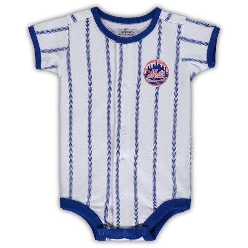 New York Mets Newborn Power Hitter Short Sleeve Bodysuit - White/Royal