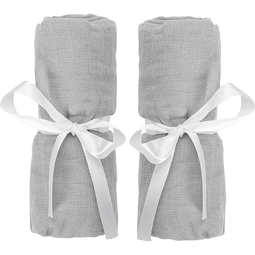 Newton Baby Fitted Sheets for Bassinet & Bedside Sleeper (2-Pack) - 100% Breathable, Washable and Ultra-Soft, 100% Muslin Cotton, 19" x 35", Grey