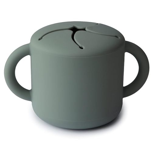 mushie Silicone Snack Cup | Spill Proof Food Container for Toddler and Baby (Dried Thyme)
