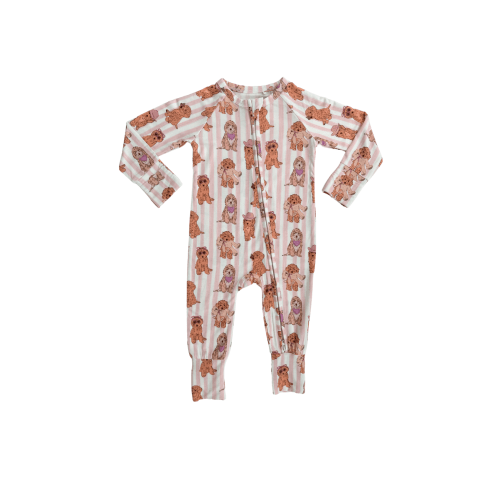 Pink Puppy Zipper Romper