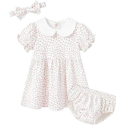 pureborn Baby Toddler Girl Dress with Bloomer Short and Long Sleeve Playwear Dress with Diaper Cover