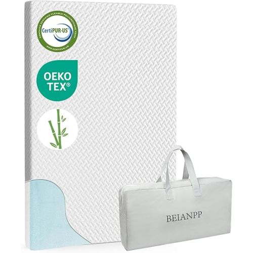 Pack and Play Mattress Pad 38"x26"x1.5" for Playpen and Playard, Gel Memory Foam Dual Sided 2-Stage Baby Pack N Play Mattresses Topper, Breathable and Waterproof Cover