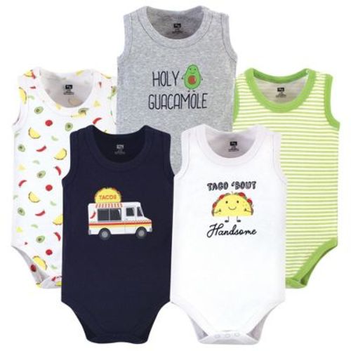 Hudson Baby Infant Boy Cotton Sleeveless Bodysuits 5pk, Taco Truck, 3-6 Months