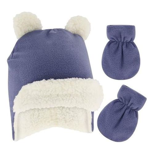 Rising Star Baby Girls & Boys Trapper Hat and Mitten set, Winter set for Infants Ages 0-6 Months (Navy)